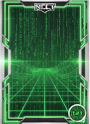 Matrix collector card frame with green falling code